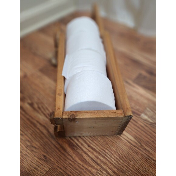 Vintage Rare Wooden Cat Toilet Paper Roll Holder "Spare Rolls" - Picture 7 of 9